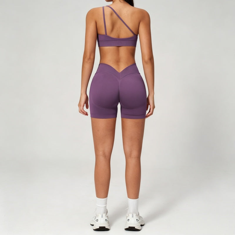 Sienna One-Shoulder Sculpt Biker Set