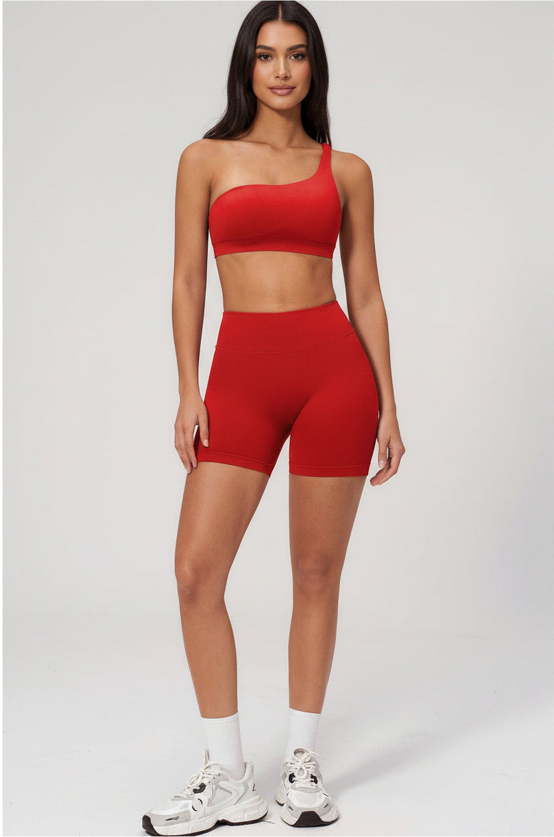 Sienna One-Shoulder Sculpt Biker Set