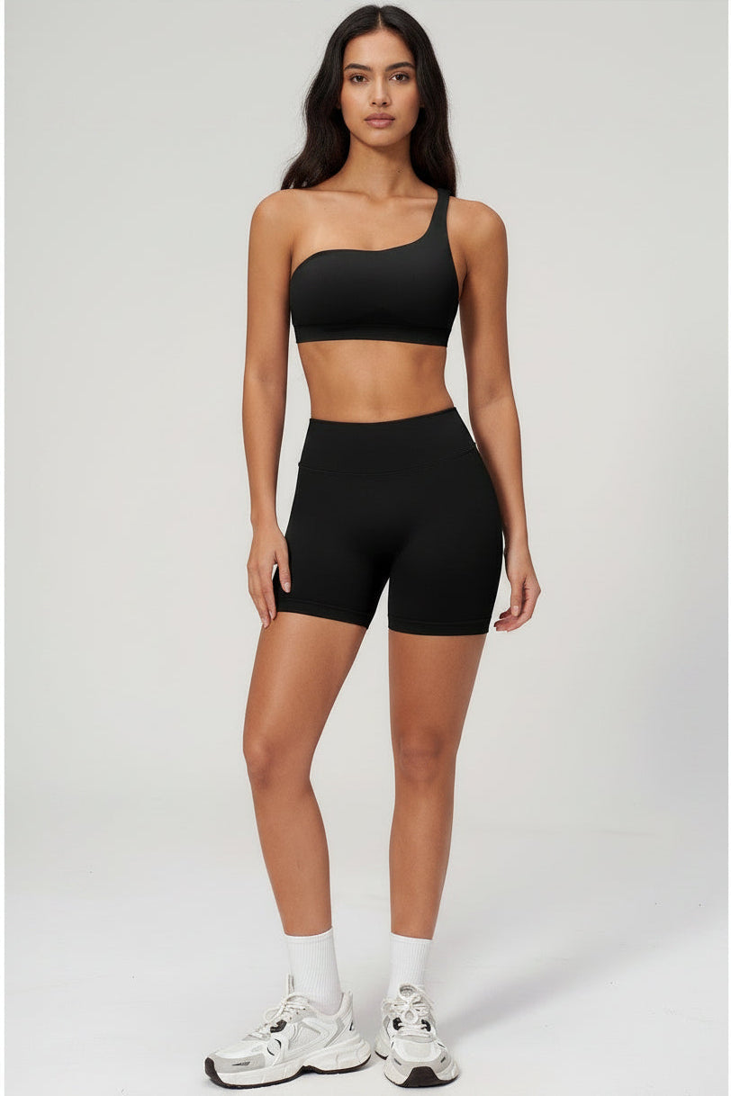 Sienna One-Shoulder Sculpt Biker Set